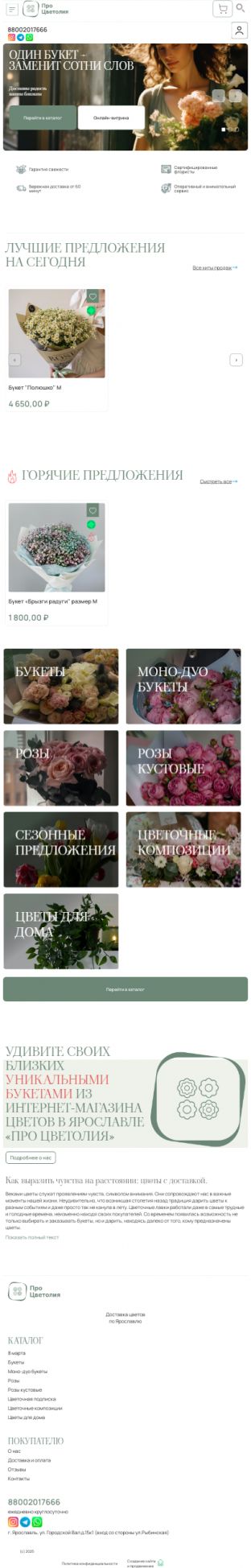 Создание сайта для «Про Цветолия» на планшете