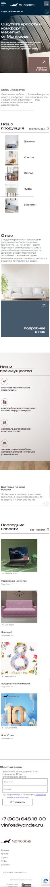 Создание сайта для «MONGOOSE» на смартфоне