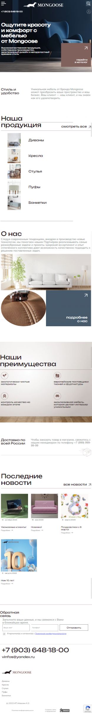 Создание сайта для «MONGOOSE» на планшете